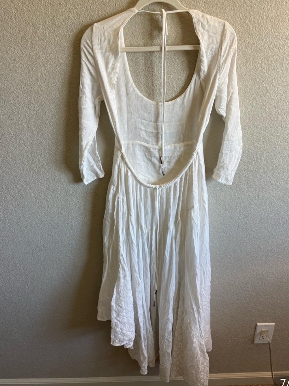 Free People Sea Me Open-Back White Maxi Dress Flowy Boho Summer Size Small - Picture 3 of 4
